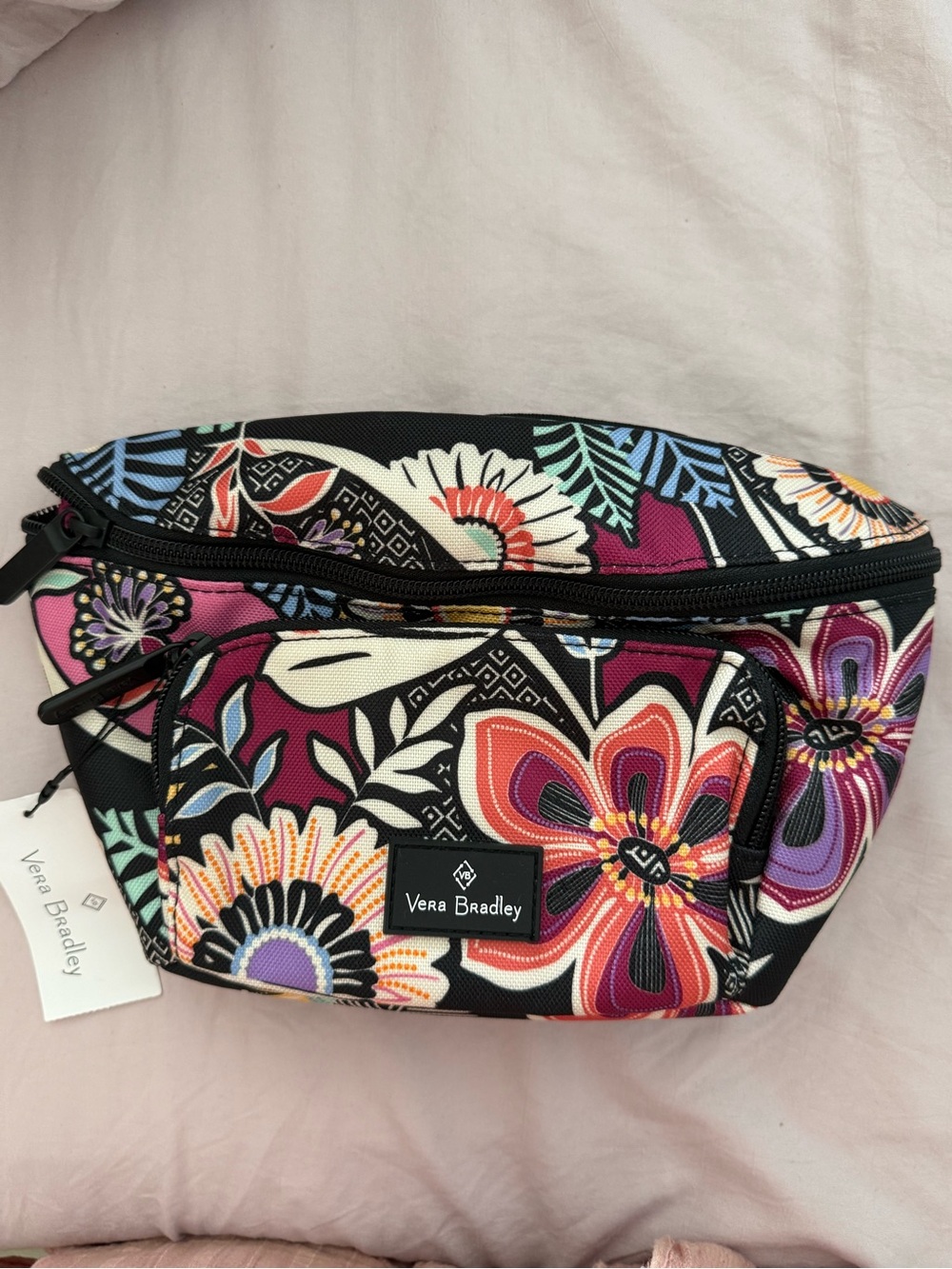 Vera Bradley Floral Quilted Crossbody Belt Bag - Black, Purple, Pink, Orange
